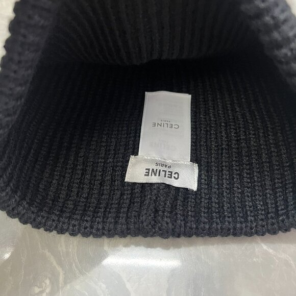 CELINE Wool Beanie Arc de Triomphe Patch Beanie - Picture 2 of 9